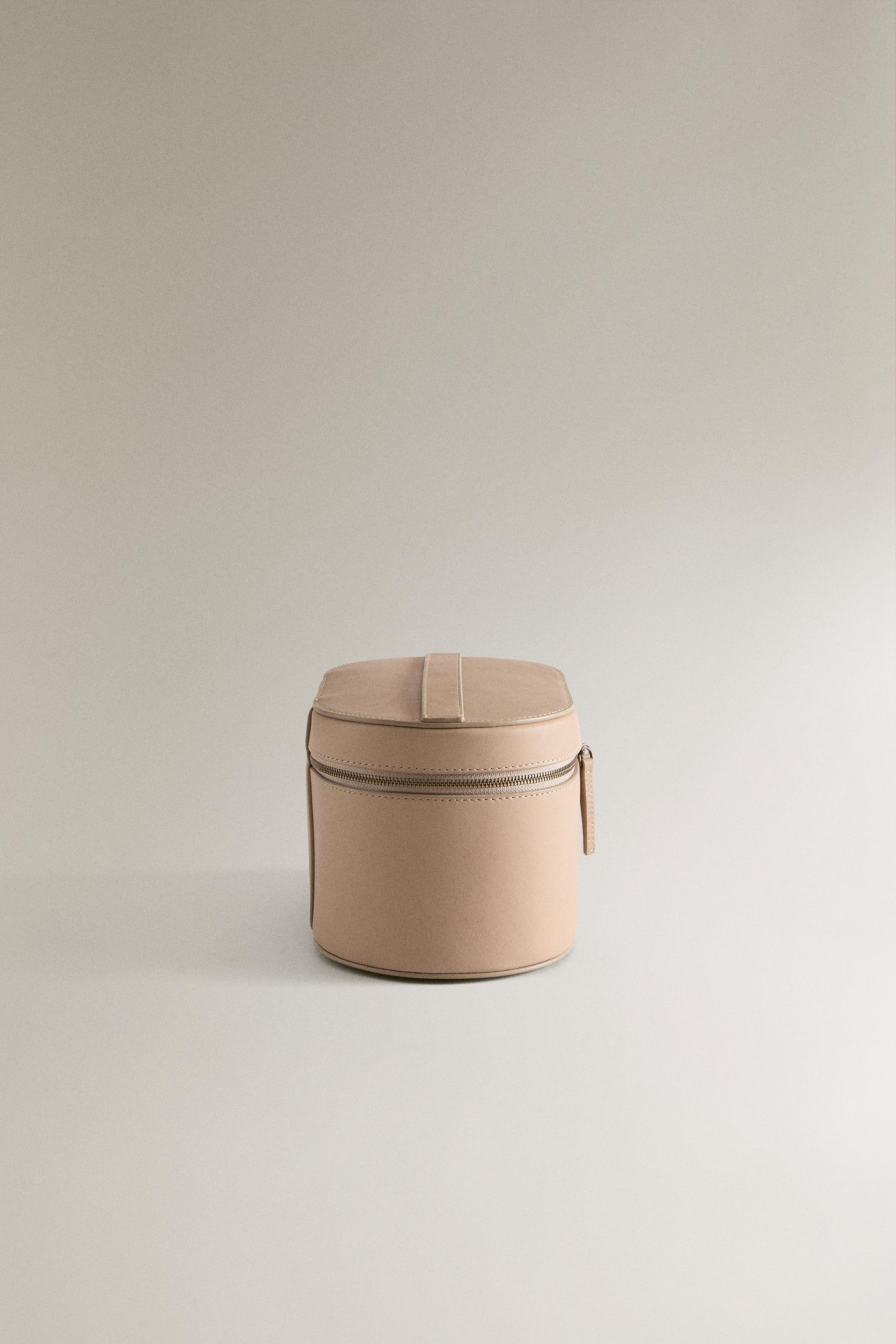 SMALL RIGID LEATHER MAKEUP BAG